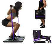 BodyBoss Home Gym 2.0 - Full Portable Gym Home Workout Package + 1 Set of Resistance Bands - Collapsible Resistance Bar, Handles - Full Body Workouts for Home, Travel or Outside - Purple