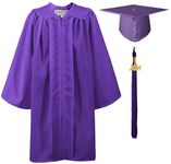 GraduationMall Matte Kindergarten Graduation Gown Cap Set with 2019 Tassel Purple 27(3'6"-3'8")