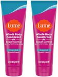 Lume Whole Body Deodorant Plus Sweat Control - Smooth Cream Tube - 72 Hour Odor And Sweat Control - Baking Soda Free, Skin Loving - 3.0 ounce (Pack of 2) (Unscented)