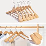 6 Pack Luxury Wooden Suit Hangers Wood Coat Hangers, Extra-Wide Shoulder, 360 Degree Swivel Hooks, High Grade (6 Pack)