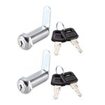 uxcell Cam Lock 1-1/2" Cylinder Long Cabinet Locks with No.3 Cam, Fits for 1-3/8" Max Thickness Panel Keyed Different 2Pcs