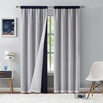 VCNY Home - Curtains, Blackout Panels with Sheer Overlay, Window Treatments with Rod Pocket Top, Ideal for Kids, Solid Room Decor (Ellie Navy, 38" x 84")