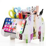 MOKANI Desk Supplies Organizer, Elephant Pencil Holder Multifunctional Office Accessories Desk Decoration with Cell Phone Stand for Smartphone,Christmas Gifts For Kids, Girls, Boys, Women