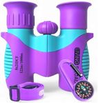 Kids Binoculars Purple 8x21 - Girls Gift Age 3-12, Shockproof Compact Binoculars for Kids with High Resolution Optics for Bird Watching, Stargazing, Hunting, Hiking, with Case, Neck Strap