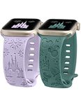 BEEXI 2 Packs Cartoon Engraved Compatible with Apple Watch Straps 38mm 40mm 41mm 42mm Women, Soft Silicone Cute Sport Breathable Replacement Strap for iWatch Series 10 9 8 7 6 5 4 3 2 1 SE