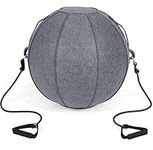 SPOTRAVEL Core Balance Gym Ball, 65cm Exercise Yoga Ball with Felt Cover, Pump and 2 Resistance Bands, Anti Burst Ball Chair for Fitness, Pilates & Pregnancy (Grey)