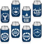 Laila & Lainey 10 Pack Can Cooler Sleeves - Boat Party Favors - Nautical Party Decorations, Accessories - Funny Beer Cooler, Blue, 44