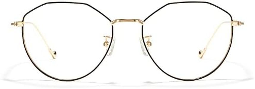 Cyxus Round Blue Light Glasses for Men Women Wire Frame UV Blocking Computer Glasses Clear Lens Metal Ultralight Eyewear, 22 - Oval Black Gold Frame - Clear Lens