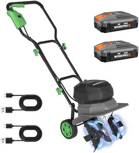 WORKPROX 40V Cordless Tiller Cultivator, 16 Steel Tines, 12-Inch Wide Garden Rototiller, 2 x 4.0Ah Batteries, Battery Powered Garden Cultivator for Lawn & Soil Cultivation