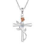 BlingGem Cross Necklaces for Women 925 Sterling Silver April Birthstone Pendant Necklaces for Women 5A Cubic Zirconia Anniversary Birthday Jewelry Gift for Women Mom Wife