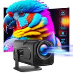 Alwtniet Wifi6 Bt 5.0 Mini Smart Full HD 1080P Android 11 Projector - Support 4K Outdoor, 390 ANSI 10000 Lumens, 180° Rotating for Cellphone/Notebook/TV Stick, Black