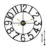 Extra Large Wall Clock, Retro Farmhouse Wall Clocks Battery Operated, Black Metal Rustic European Style Decorative Indoor Outdoor Wall Clock for Home Decor, Living Room, Kitchen, Bedroom-30 in/75CM