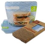 Nom Nom Reusables – 4 Reusable Sandwich Bags, large ziplock bags for sandwiches, bagels, soup or salads, freezer safe and dishwasher safe