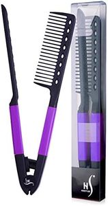 HerStyler Hair Straightening Comb For Women - Fine Tooth Comb With A Grip - Keratin Comb For Unkempt Hair - Travel Comb (Purple)