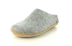 Glerups Unisex Wool Slipper Slip-on with Leather Sole Grey