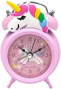 CAM2 Sveglia, sveglia per bambini, Einho-rnM, sveglia silenziosa senza ticchettio, rosa fiaba sveglia per ragazze