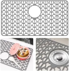 Sink Protectors for Kitchen Sink, 26''x 14'' Silicone Sink Mat, Heat-resistant Easy-Clean Kitchen Sink Mats Grid for Bottom of Farmhouse Stainless Steel Porcelain Sink with Rear Drain