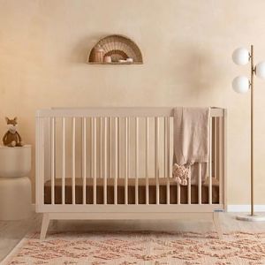 dadada Baby Soho 3-in-1 Convertible Wooden Crib to Toddler Bed - Made in Italy, GREENGUARD Gold Certified, Baby-Safe Finish, Handcrafted Beechwood, Modern Design, 3 Adjustable Heights (Natural Wash)