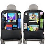 Huckaboo Car Seat Organiser - Kids Back Seat Organiser, Storage Pockets, Screen Holder, Black, 2 Pack