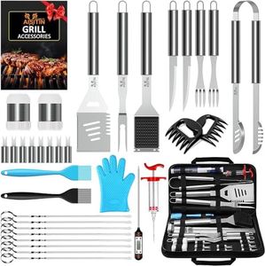 AISITIN Set Barbecue 35 Pezzi Accessori Barbecue Kit BBQ Acciaio Inossidabile Strumenti per Uomo e Donna Feste All'aperto Professionale Attrezzi Barbecue- Regali per papà