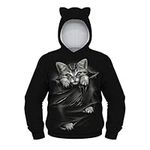 JSJCHENG Unisex Novelty 3D Animal Print Pullover Girl's Hoodie Hooded Sweatshirt(8-11 Years(M),Kitten A)