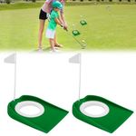 2 Pack Golf Putting Cup with Flag,Green Golf Practice Putting Cup, A Training Aid for Men and Women for Practice at Home, Indoor or Outdoor(Green) ﻿