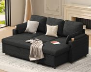 DURASPACE Sleeper Couch Pull Out Sofa Bed 2 in 1 Convertible Sofa Sleeper with Storage, L Shaped Sectional Couch Bed for Small Spaces Living Room Bedroom Apartment (Dark Gray)