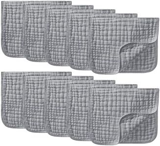 Yoofoss Muslin Burp Cloths 10 Pack Large 20''X10'' 100% Cotton 6 Layers Thicken Super Soft and Absorbent - Grey