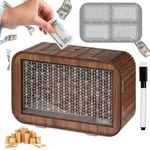 Giftota Wooden Money Box 4 IN 1, 10000 5000 3000 1000 Pound Savings Challenge Money Box Bank Cash, Happy Birthday Gift Present for Boys Girls Women Men Friend Mother Father