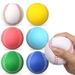 Mini Soft Squishy Balls Toy for Kids Adults, 6PCS Foam Baseballs, Hand Therapy Exercise Stress Ball Bundle, Safe Throwing, Catching and Batting, Squeeze Balls, Sport Party Gift for Toddlers