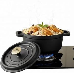 Trilonium Cast Iron Dutch Oven Pot | Casserole | Biryani Pot | Cooking Pot | Pre-Seasoned | 24cm | 3.5 Litres | 4.4 Kgs