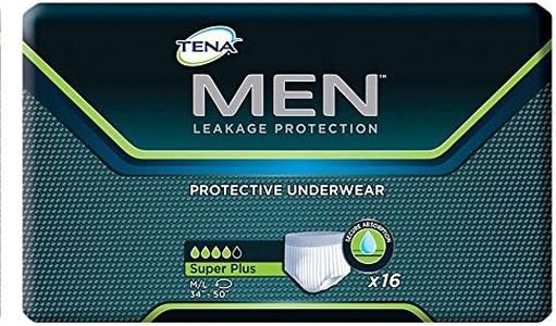 TENA Men Super Plus Protective Underwear, Incontinence, Disposable, Heavy Absorbency, Small/Medium, 16 Count