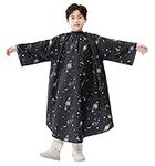 PERFEHAIR Kids Hair Cutting Hairdressing Gown Cape with Sleeves, Kids Barber Cape Haircut Cape for Boy & Girls, Professional Salon or Home Hair Cut Cape-Black Space Printing