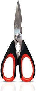 Better Kitchen Products Premium Kitchen Shears, 8.5", All Purpose Stainless Steel Utility Scissors, Heavy Duty, Meat Scissors, Poultry Shears, Multipurpose for Culinary Prep(1PK-Black/Red)