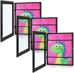 Zenacolor Kids Artwork Frames Changeable - Front-Opening to Display & Store 100 pcs - Set of 3 Kids Art Frame Includes Wall Hooks & Stand - 8.5x11 cm - Black