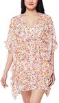 Jessica Simpson Women's Basic Swim Bathing Suit Cover Up Multiple Style Available Swimwear, Sunset Multi, X-Large