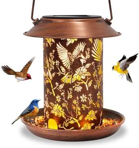 Cardinal Solar Bird Feeder for Outdoors Hanging Solar Lanterns Waterproof Metal Wild Bird Feeders Garden Outside Yard Decor Christmas Birthday Gifts for Women Mom