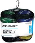 Champro Training Softballs, Set of 4 (Green/Yellow/Black/Blue, 12-Inch)