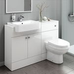 iBathUK Harper Combination Vanity Unit Furniture Set, Wash Basin Bathroom Sink, WC, BTW Toilet Pan, Soft Close Seat with Concealed Cistern-Gloss White(Flat Pack)