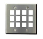 Leviton 43080-S12 QuickPort Wallplate, Dual Gang, 12-Port, Stainless Steel by Leviton