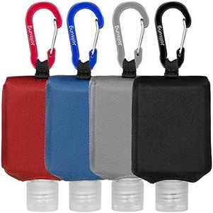 Hand Sanitizer Bottle Case Holder, Jollsung Travel Size Empty Bottle Refillable Containers for Soap, Lotion, and Liquids - 60ML/2 oz Flip Cap Reusable Bottles with Carabiner Carriers, Multicolor, 60ml