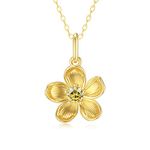 SISGEM 9 ct Gold Daisy Necklace, Solid Yellow Gold Sunflower Pendant Necklace, You Are My Sunshine Flower Charm, for Women Girls Ladies Mum Sisters, 16"+1"+1"