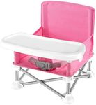 Serene Life Baby Seat Booster -Space Saver Toddler Booster Seat - Portable Pop and open Sit Folding Booster Feeding Chair - Safety Belt/Food Tray/Travel Bag - SereneLife