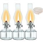 GXFCCYXT 3 Pieces Oil Lamps for Indoor Use Decor with 39 Inchs 3/8'' Flat Oil Wicks Hurricane Lamp Classic Kerosene Lamp Lantern Vintage Oil Lantern Decorative Lamp 13 Inch Height