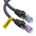 Ultra Clarity Cables Cat6 Ethernet Cable 3 Ft [2 Pack], 10Gpbs High Speed Internet Cable, RJ45 Cat-6 Ethernet Patch Cable, Network Ethernet Cord Connectors - Black