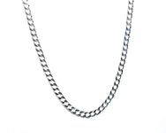 Strictly Gifts Men's Silver Square Curb Chain Necklace 51cm Classic Style Italian 925 Sterling Silver with Gift Box