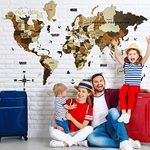 Woodsify 3D Wooden World Map Wall Decor Large Full Pack Colorful World Map Wall Decor Wooden for Office Wall Decoration Items Corporate Gift Wall Decor, Travel World Map for Diwali Gift Large 59"*35"