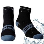 DRYMILE Active Waterproof Socks, Unisex Breathable Cushioned Running, Trekking, Waterproof Hiking Socks - Ankle, Black, Large-XX-Large