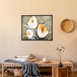 MEANT2TOBE Wall Art - 19.7"x15.7" Large 3D Oil Painting of Flowers - Home Decor & Gifts - Fine Textured Modern Floral Wall Art for Living Rooms - Green & Yellow Palette