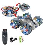 SHIPEASE Double Sided 360 Degree Rotating Drift Car with LED Lights with Universal Wheel 4WD Remote Control Racing Stunt Cars Toy for Kids (Multicolor)